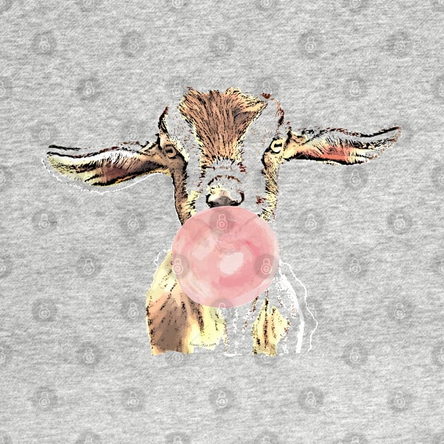 Funny Airplane Ears Goat With Pink Bubblegum by IconicTee